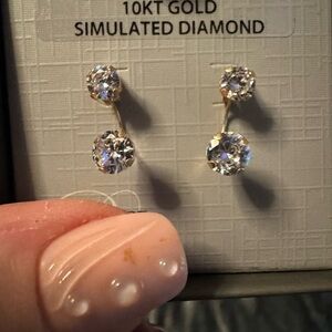 10KT Gold Simulated Diamond Ear Jacket Earrings